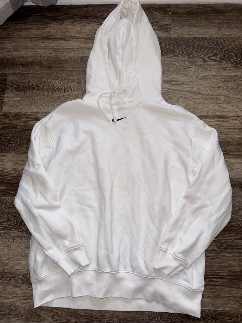 Nike White Crewneck Hooded Sweatshirt with Small Swoosh